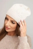 Women's winter hat with ribbed knit made of wool K471 beige