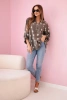 Linen Women's Blouse with Floral Pattern, Long Sleeves, and Buttons fango