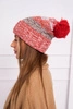 Cap with fleece Pola K267 red + light beige
