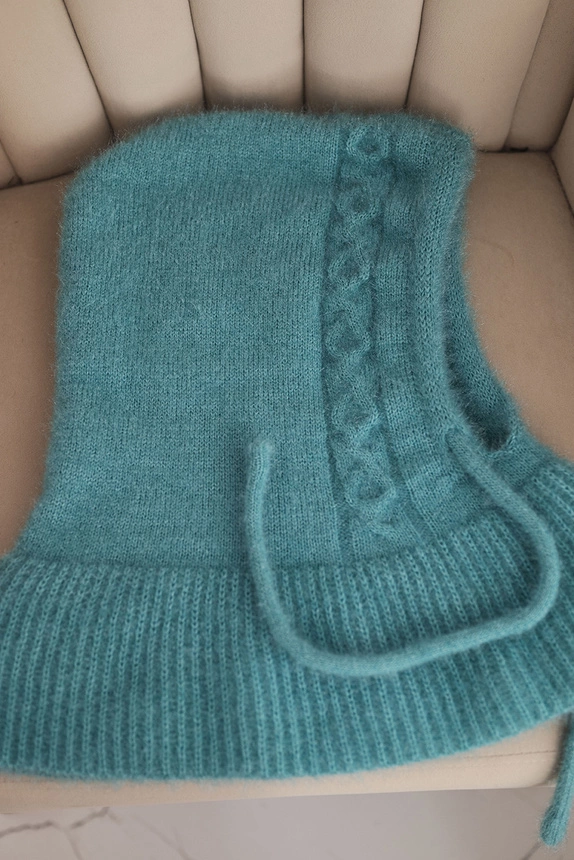 Damen Kapuze Mütze mit Bindung und Zopfgeflecht mintgrün