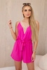 Kurzer Jumpsuit mit dekorativer Spitze fuchsia