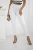 Cotton pants with cubic zirconia on the back pockets white