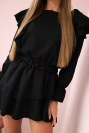 Kleid mit vertikalen Rüschen schwarz