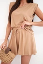 Women's viscose set with blouse and trousers camel