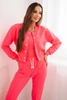 Women's cotton 3-piece set with a sweatshirt, top, and sweatpants neon pink