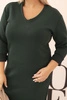 Dámska sukňa Plus Size maslová s výstrihom do V a rukávom tmavozelená