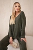 Zweiteiliges Strickset Pullover + Hose khaki