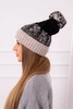 Cap with a pompom Abigail K326 black+beige