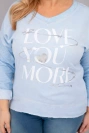 Moteriška bluzonė Plus Size su užrašu Love You More mėlyna