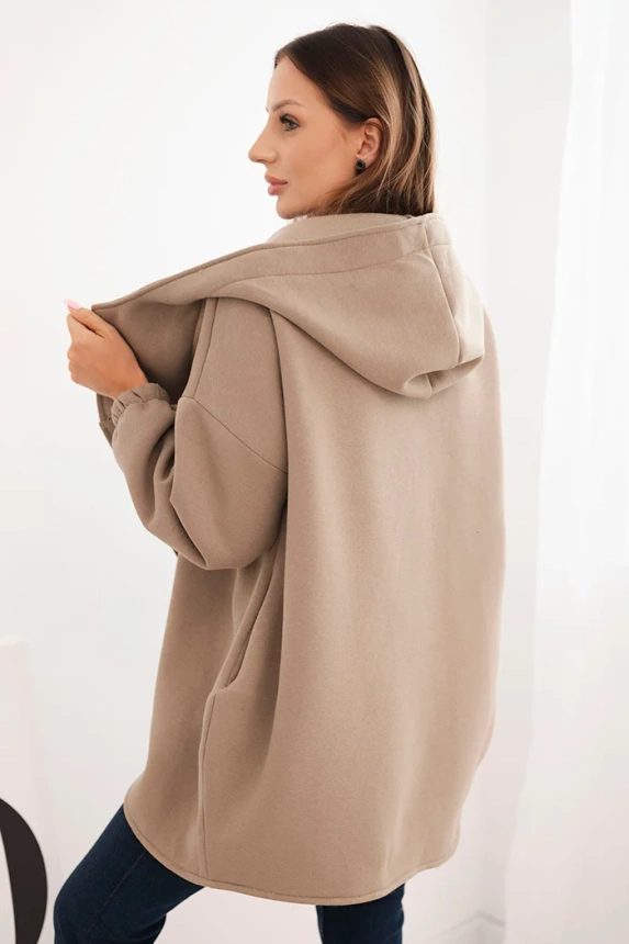 Women's insulated hoodie with an asymmetrical zipper fango