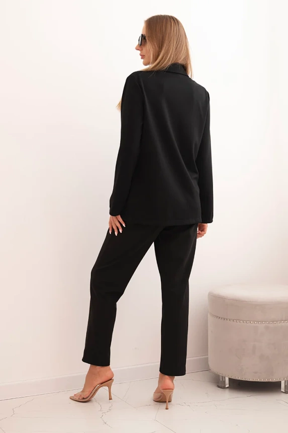 Women's set with viscose, decorated and elastic trousers black