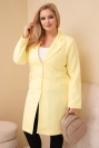 Moteriškas paltas Plus Size ilgas su apykakle ir kišenėmis geltonas