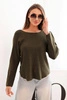 Damenpullover aus Viskose mit langen Ärmeln und Rundhalsausschnitt dunkles Khaki