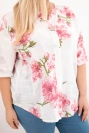 Damen-Baumwollbluse Plus-Size mit V-Ausschnitt im Blumenmuster weiß