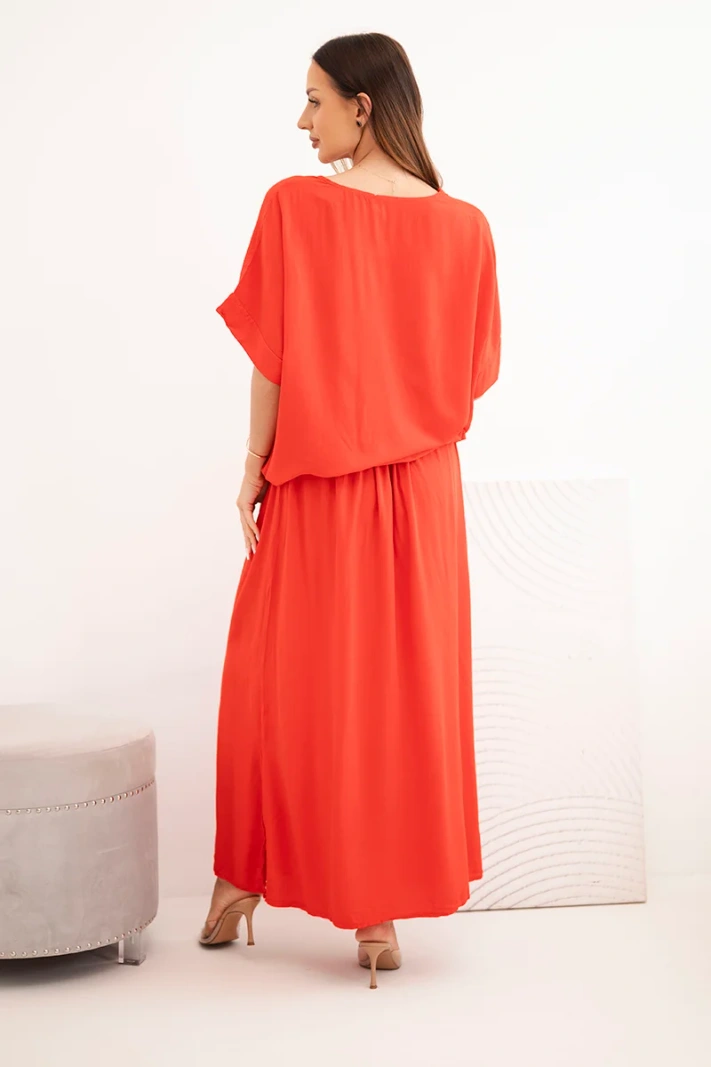 Women's viscose set with blouse and skirt red