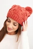Women's winter wool hat with thick cable knit pattern K458 ginger