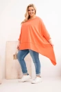 Moteriška tunika Plus Size iš medvilnės su asimetriniu apačiu persikų spalvos