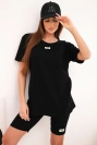 Damen-Set aus Baumwolle mit kurzen Ärmeln und Shorts schwarz 