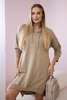 Dress with a hood and longer back camel