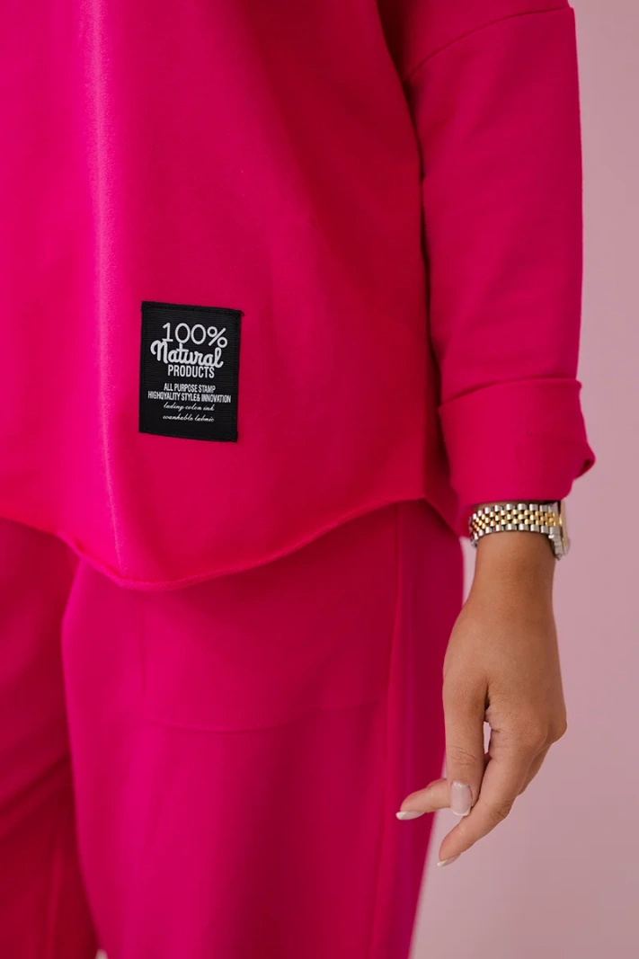 Cotton sweatshirt pants set fuchsia