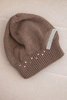 Women's wool winter hat with decorative crystals K399 black
