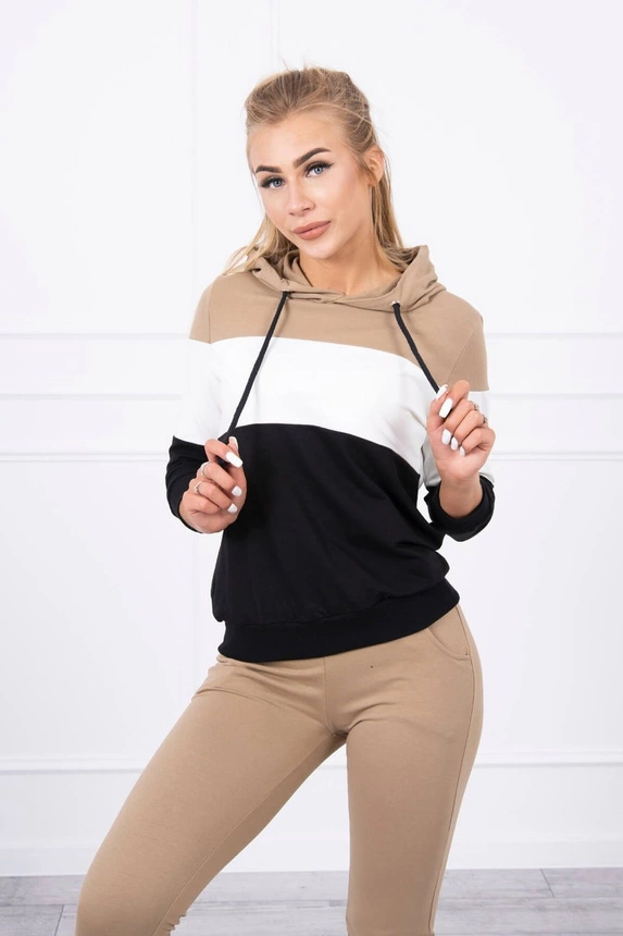 Camel+ecru gestreiftes Set