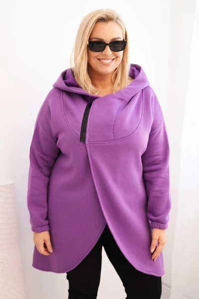 Women's Plus Size insulated hoodie with an asymmetrical zipper dark purple