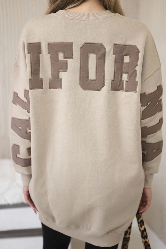 Insulated sweatshirt with California inscription light beige