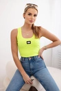 Striped blouse with metal plate yellow neon
