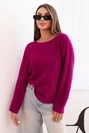 Women's sweater made of viscose with long sleeves and a round neckline dark purple