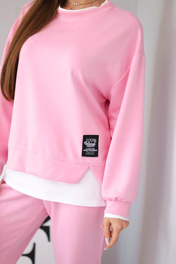 Damenanzug mit lockerer Sweatshirt und Jogginghose butterfarben hellrosa