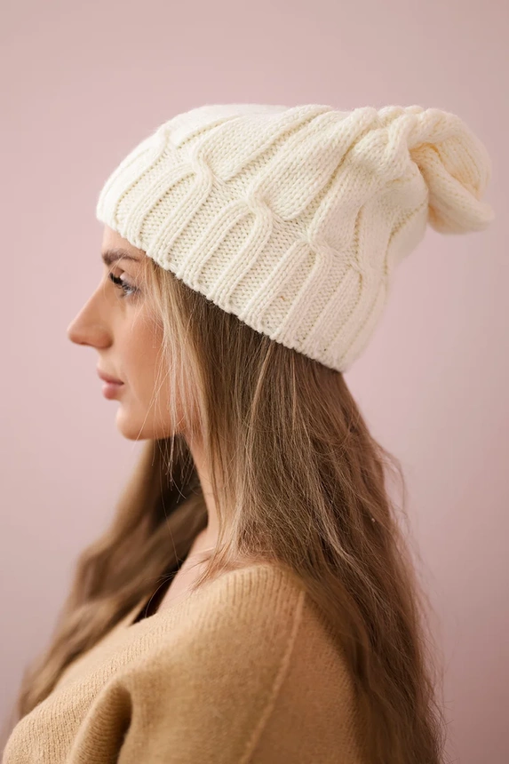 Cap with fleece Iwona K221 ecru