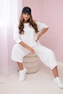 Cotton sweatshirt pants set white
