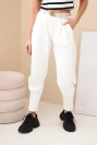 Damen Baumwollhose mit hoher Taille und Gürtel ecru