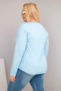 Dámská blůza Plus Size s výstřihem do V a delším zadním dílem modrá