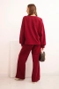 Women's cotton set with wide legs and long-sleeve sweatshirt burgundy
