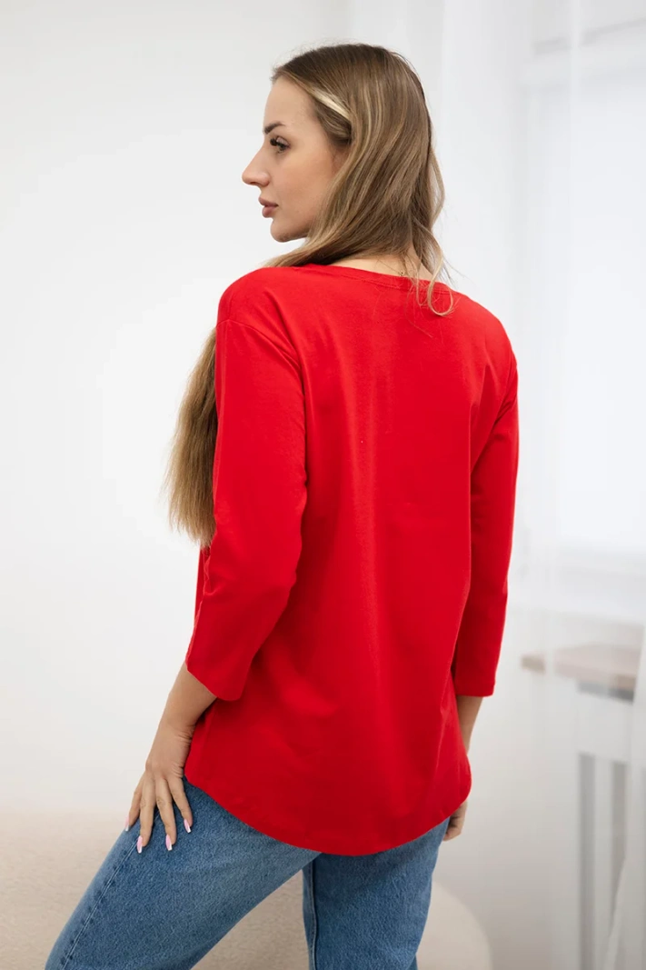 Bluse mit 3D Watch Grafik rot