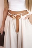 Hose mit weitem Bein und Gürtel beige
