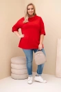 Moteriška Plus Size palaidinė su medvilne laisvu kirpimu su vandens iškirpimu raudona