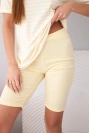 Women's viscose striped set with short sleeves and shorts yellow