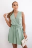 Flared dress tied at the waist dark mint