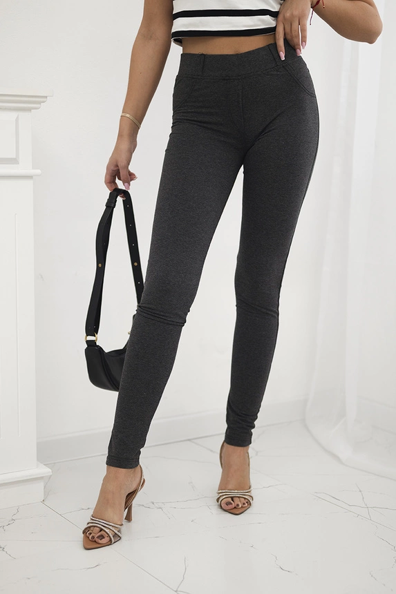 Baumwollhose mit Zirkonia auf Gesäßtaschen graphit