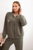 Damen-Set aus Viskose mit offener Jacke und Hose khaki masełkowy