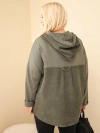 Dámska bavlnená mikina Plus Size s kapucňou a gombíkmi khaki