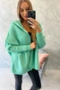 Hooded sweater with batwing sleeve light green