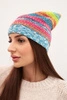 Hat with fleece Krystyna K207 neon green + sea color