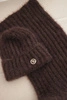 Women's set hat and long scarf made of soft yarn brown