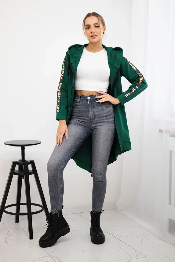 Sweatshirt with zip at the back green