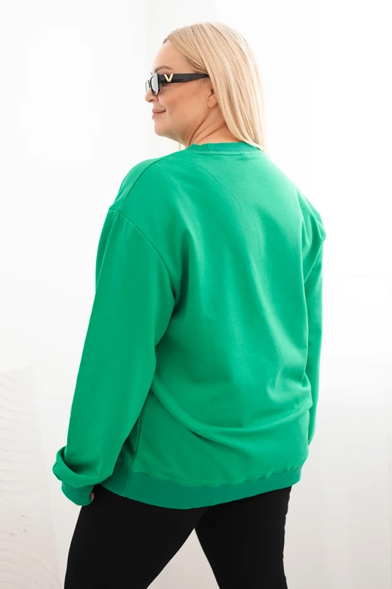 Damenpullover Plus Size aus Baumwolle basic mit Rundhalsausschnitt grün