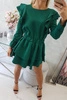 Dress with vertical flounces dark green